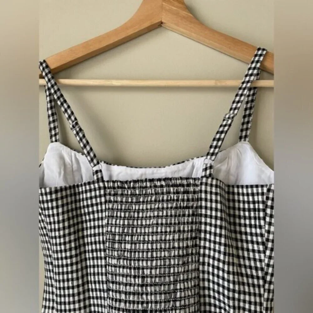 NEW Reformation Hattie Linen Top in Black and White Remy Check | size US 0 - Picture 9 of 13